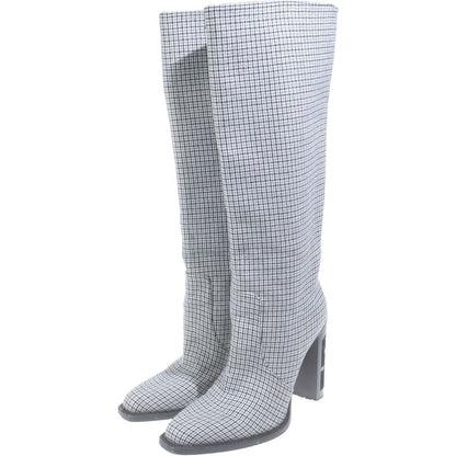 Fendi Plaid Long Boots Gray — view 2