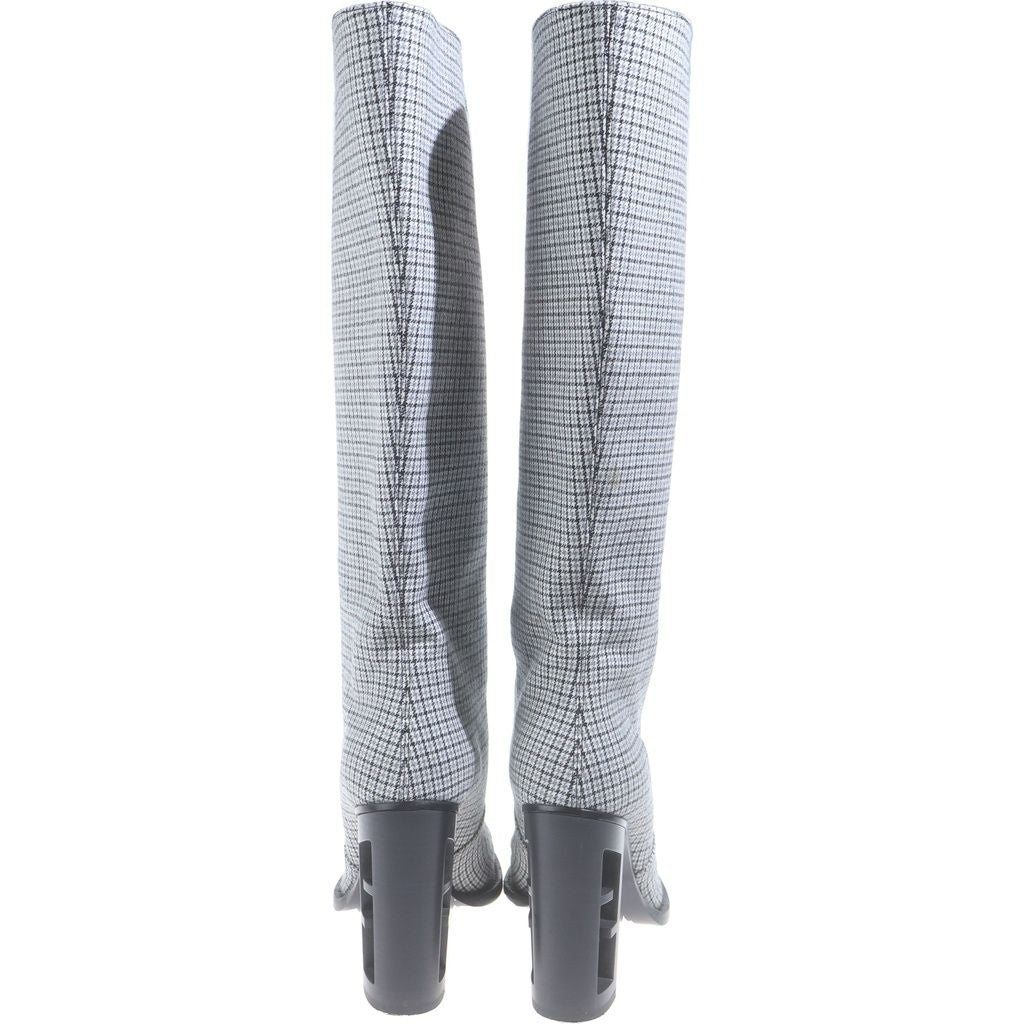 Fendi Plaid Long Boots Gray — view 3