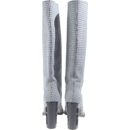 Fendi Plaid Long Boots Gray — view 3