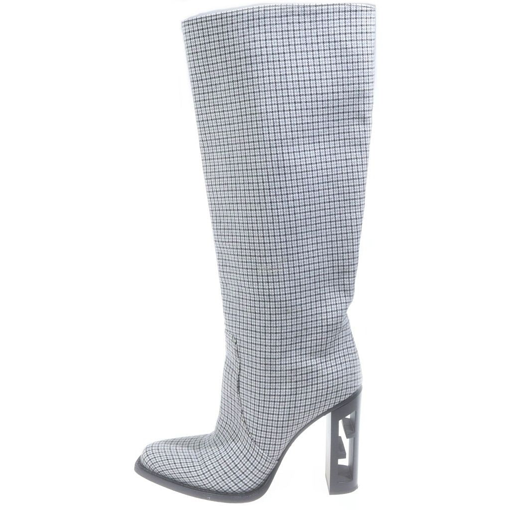 Fendi Plaid Long Boots Gray