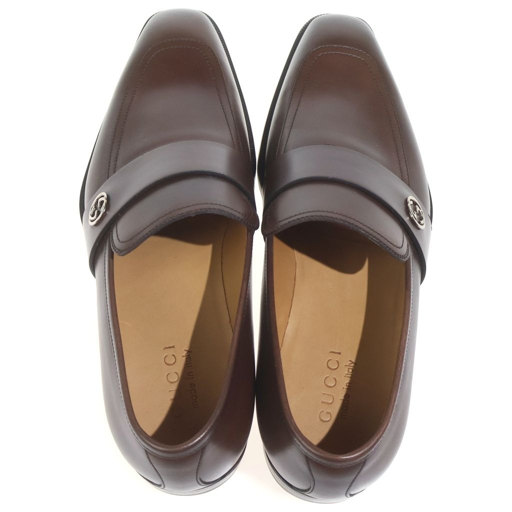 Gucci Interlocking G Leather Shoes Loafers Brown — view 4