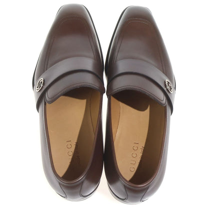 Gucci Interlocking G Leather Shoes Loafers Brown — view 4