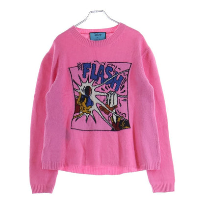 Gucci Disney Donald Duck Jacquard Crew Neck Long Sleeve Pullover Sweater Pink