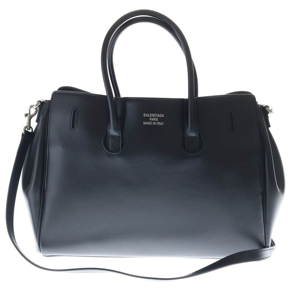 Balenciaga Bel Air Carry All Leather 2-Way Hand Shoulder Tote Bag Silver Black — view 2