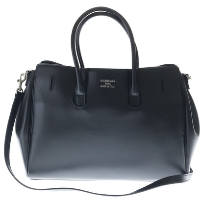 Balenciaga Bel Air Carry All Leather 2-Way Hand Shoulder Tote Bag Silver Black — view 2