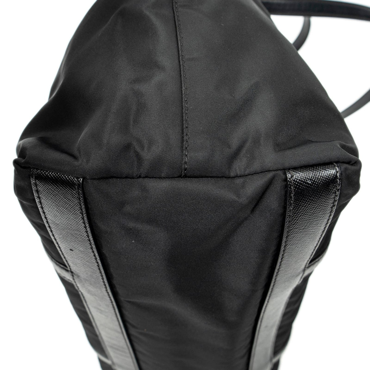 Prada Zip Shopping Tote Bag Black Nylon Canvas — view 8