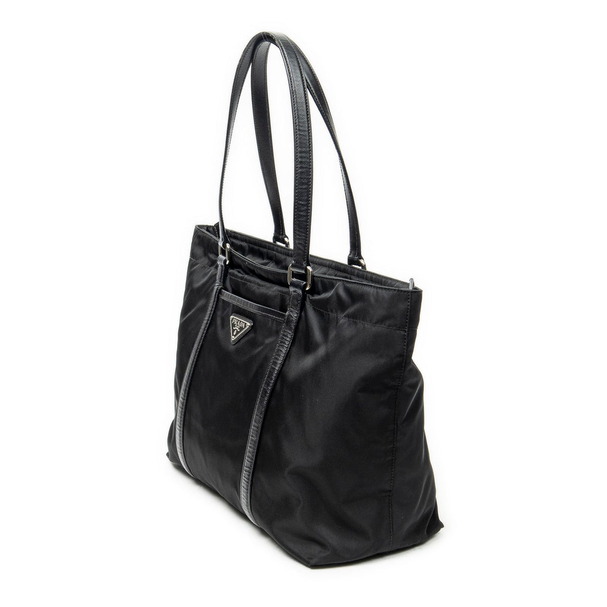 Prada Zip Shopping Tote Bag Black Nylon Canvas — view 2