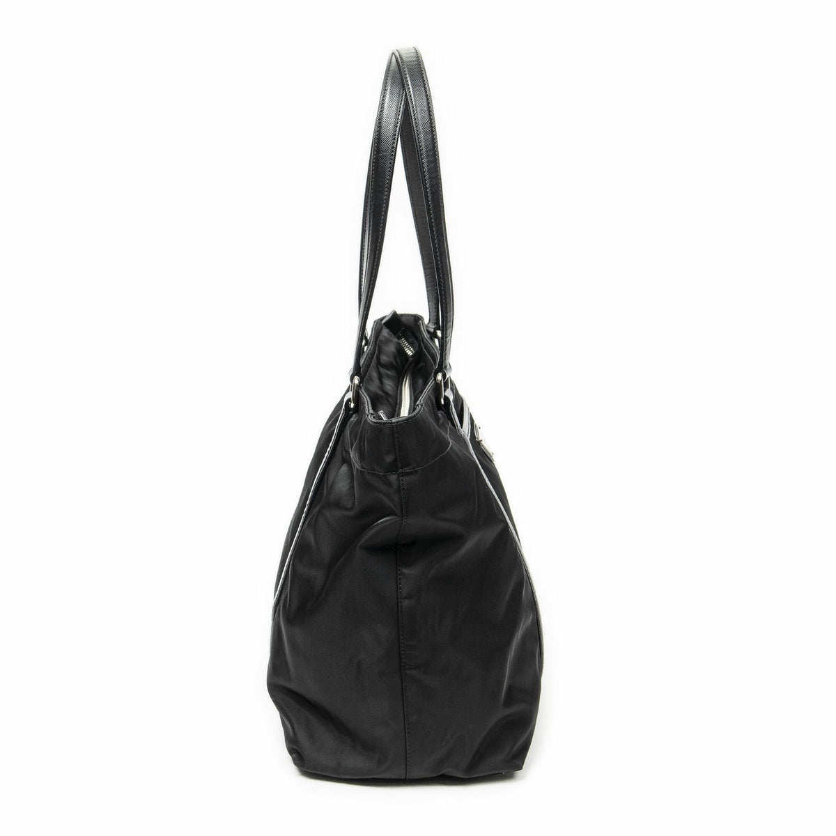 Prada Zip Shopping Tote Bag Black Nylon Canvas — view 4