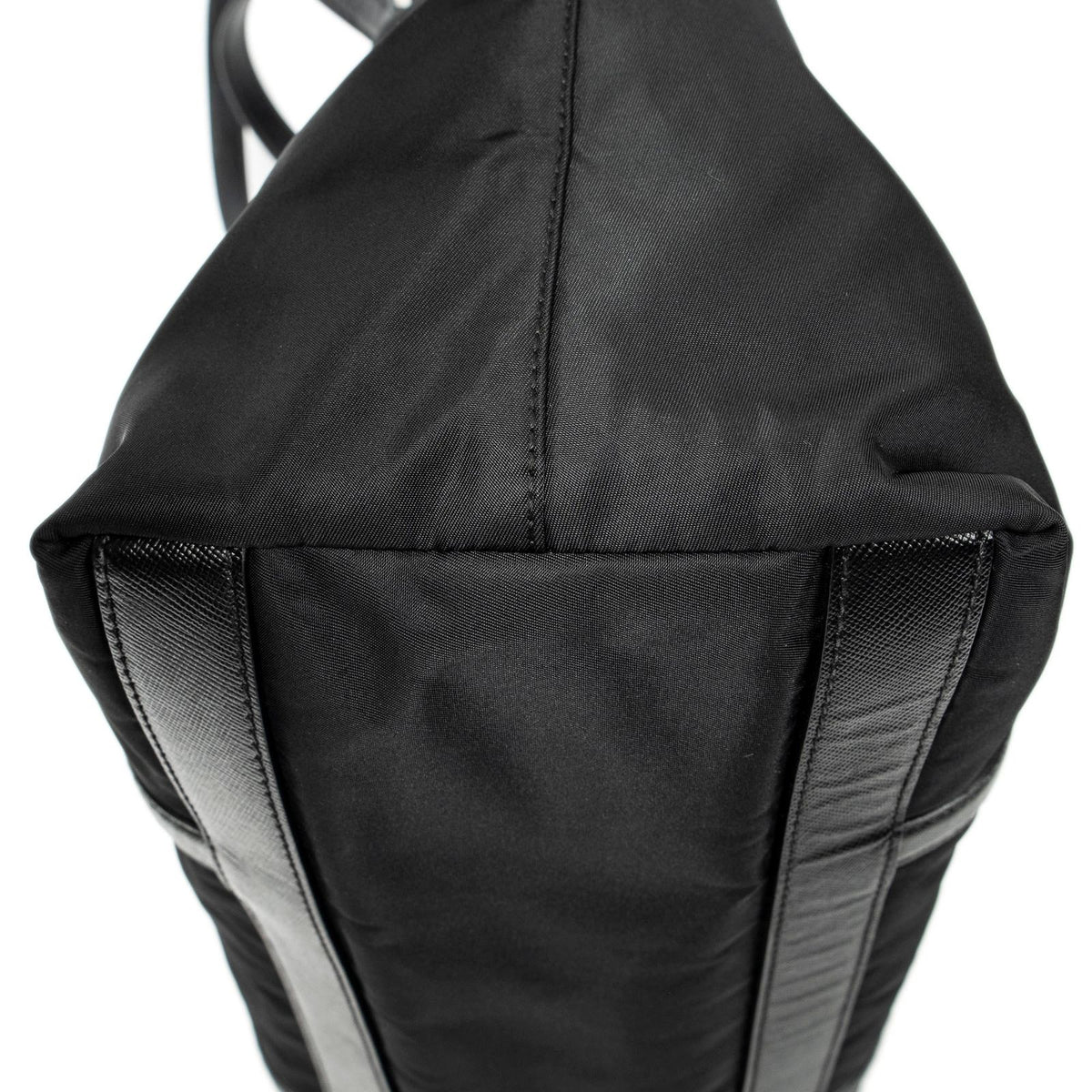 Prada Zip Shopping Tote Bag Black Nylon Canvas — view 7
