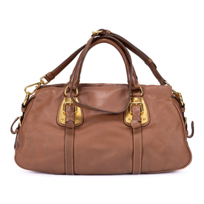 Prada Bowlet Brown Calfskin Leather Shoulder Bag — view 5