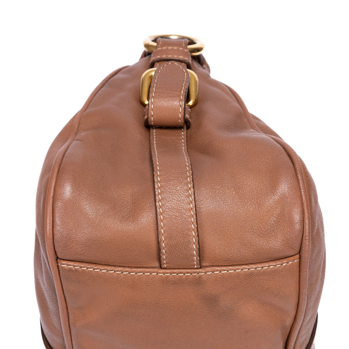Prada Bowlet Brown Calfskin Leather Shoulder Bag — view 8