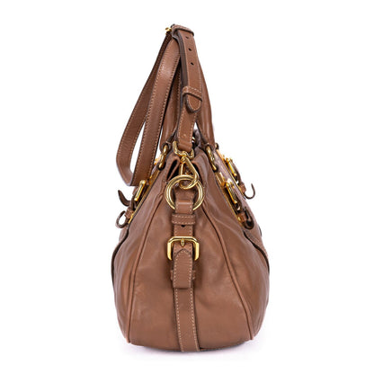 Prada Bowlet Brown Calfskin Leather Shoulder Bag — view 4