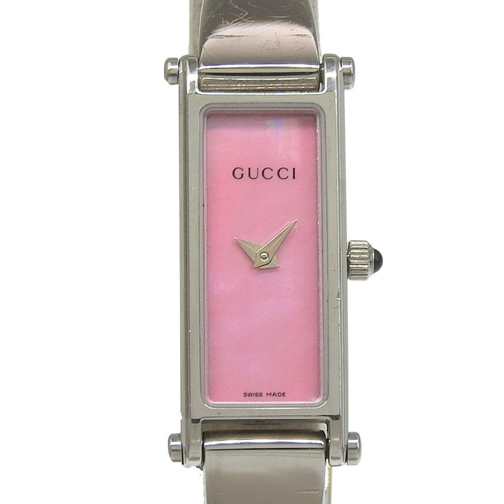 Gucci Stainless Steel Quartz Analog Display Pink Shell Dial Watch