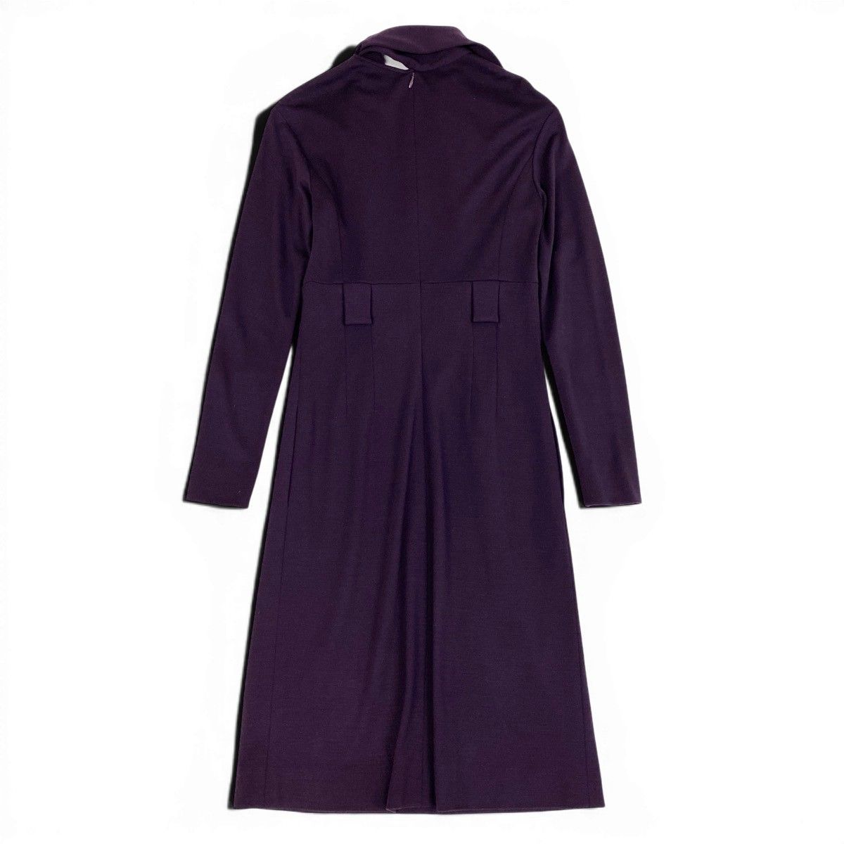 Chanel Wool Dress Long Sleeve Long Bowtie Ribbon 40 Purple — view 3