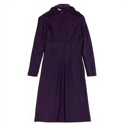 Chanel Wool Dress Long Sleeve Long Bowtie Ribbon 40 Purple — view 3