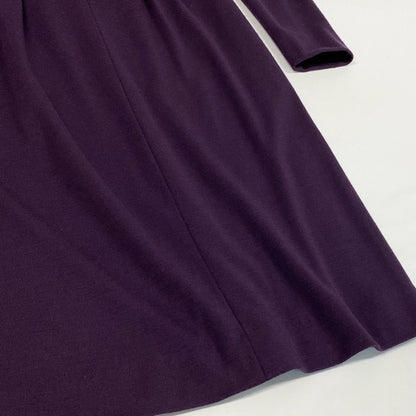Chanel Wool Dress Long Sleeve Long Bowtie Ribbon 40 Purple — view 7