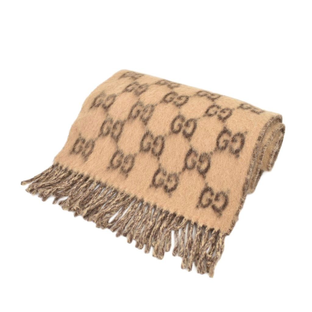 Gucci GG Alpaca Wool Scarf Brown — view 2