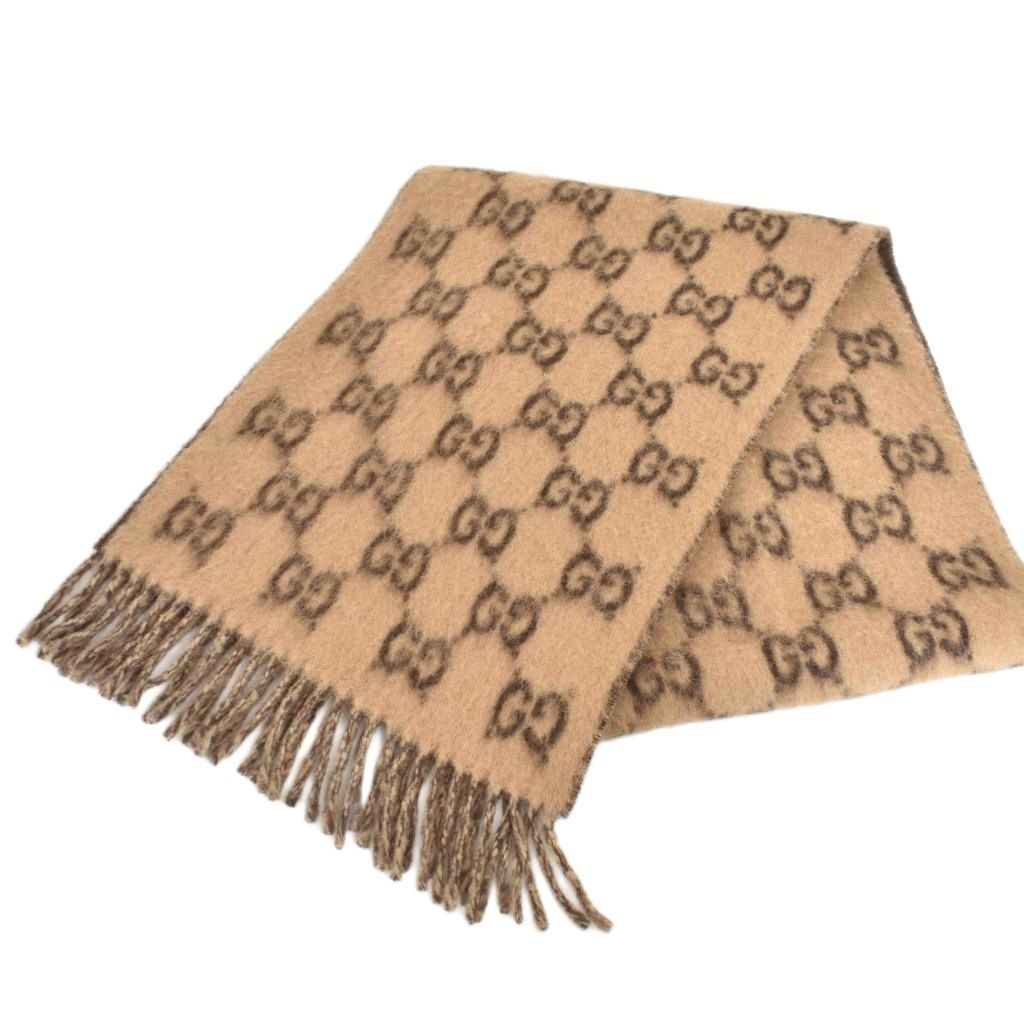 Gucci GG Alpaca Wool Scarf Brown — view 3