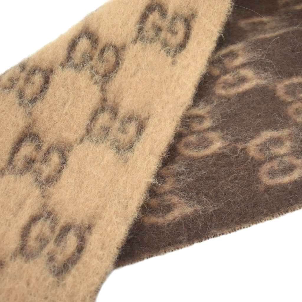 Gucci GG Alpaca Wool Scarf Brown — view 4