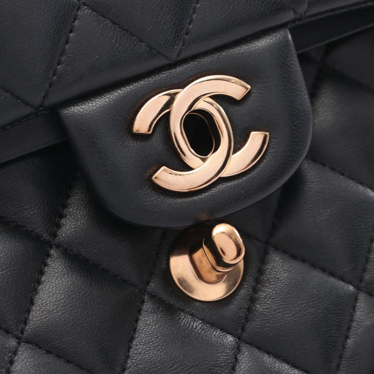 Chanel Shoulder Bag Quilted Double Flap Black Lambskin Chain — view 6