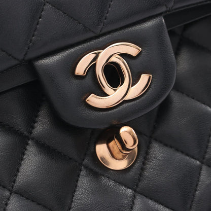 Chanel Shoulder Bag Quilted Double Flap Black Lambskin Chain — view 6