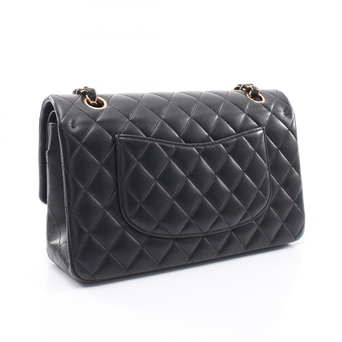 Chanel Shoulder Bag Quilted Double Flap Black Lambskin Chain — view 2