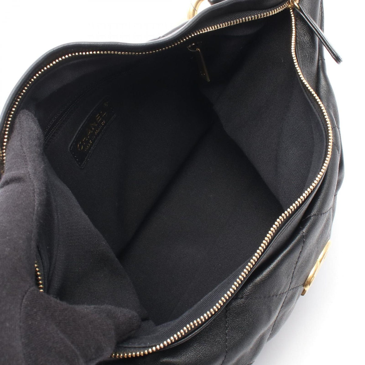 Chanel Shoulder Bag Quilted Hobo Black Lambskin — view 3
