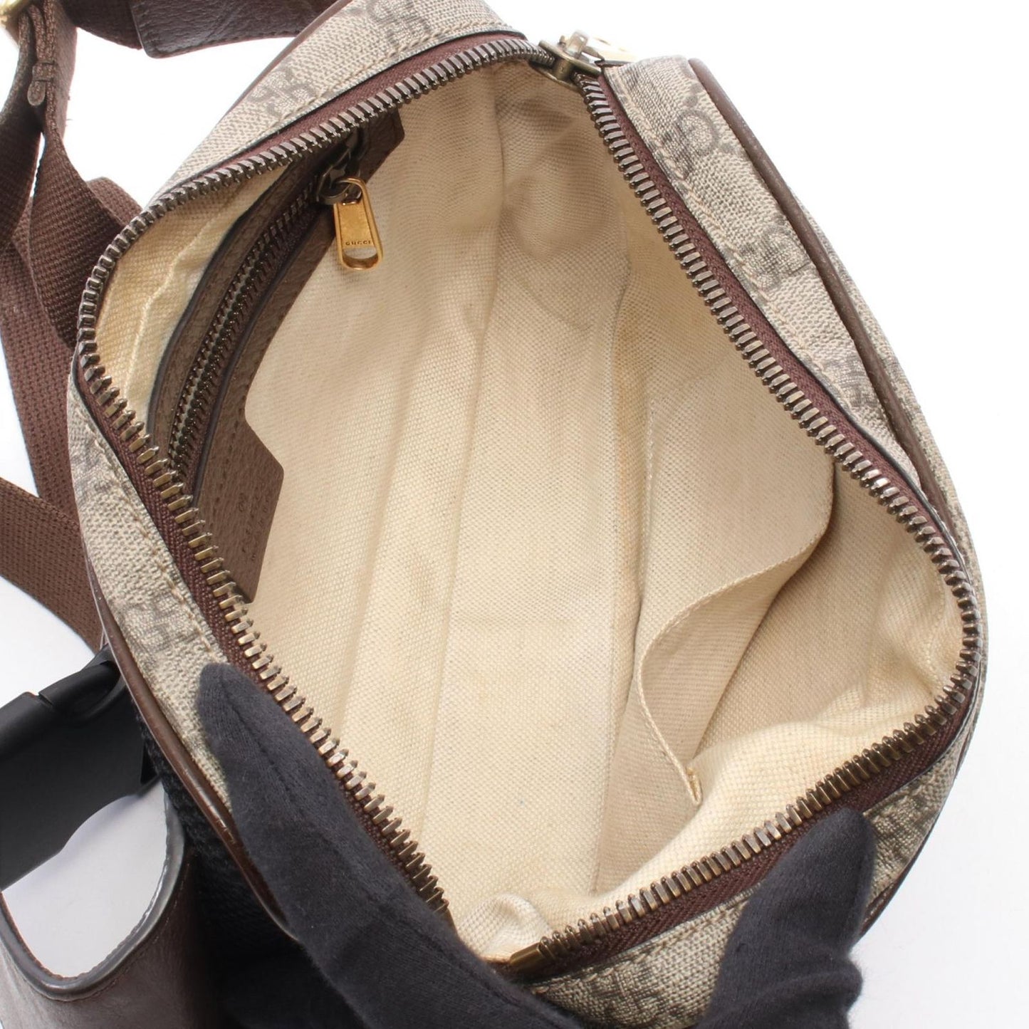 Gucci Waist Bag Ophidia GG Supreme Beige Dark Brown Canvas Leather — view 3