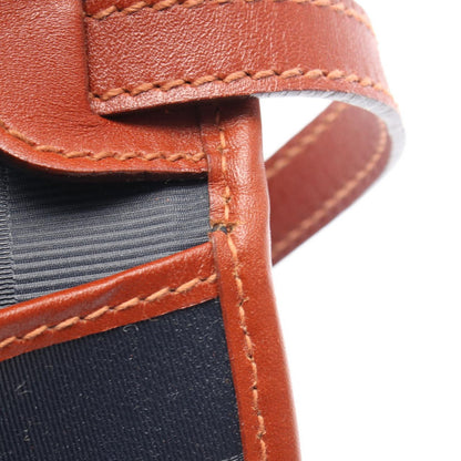 Fendi Shoulder Bag Pecan Navy Brown Canvas Leather — view 5