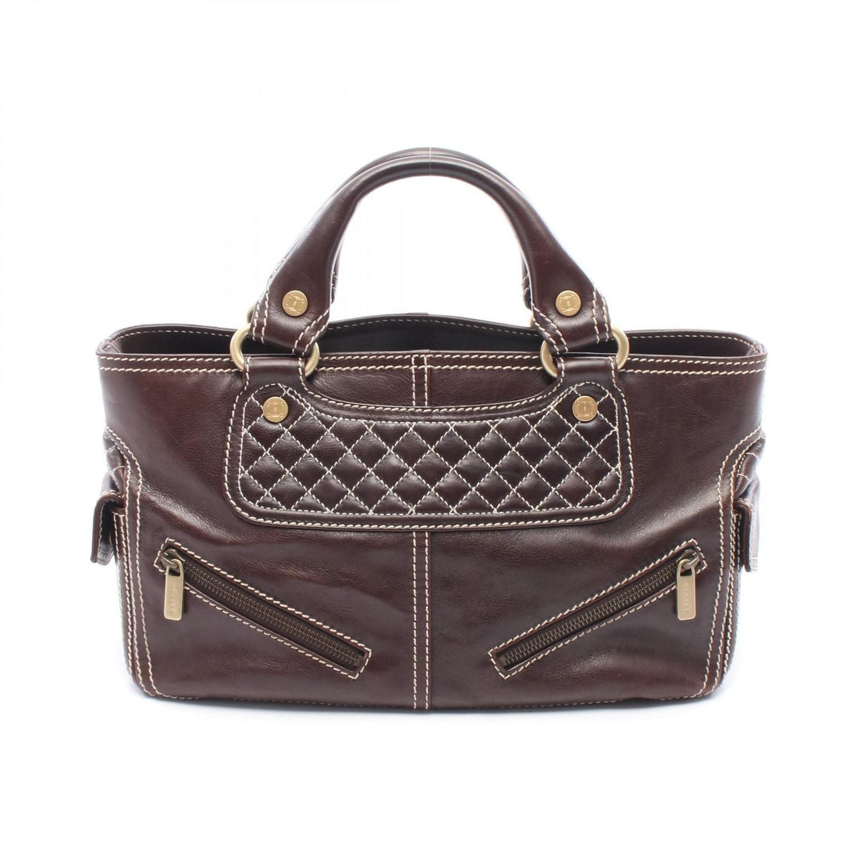 Celine Handbag Boogie Bag Dark Brown Leather