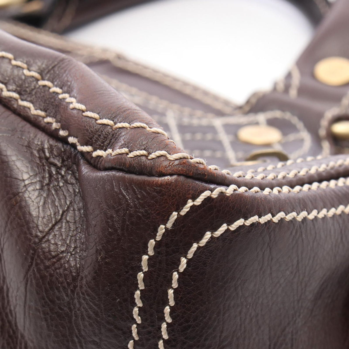Celine Handbag Boogie Bag Dark Brown Leather — view 8