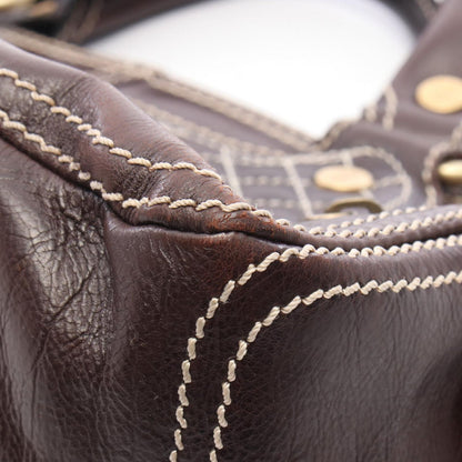 Celine Handbag Boogie Bag Dark Brown Leather — view 8