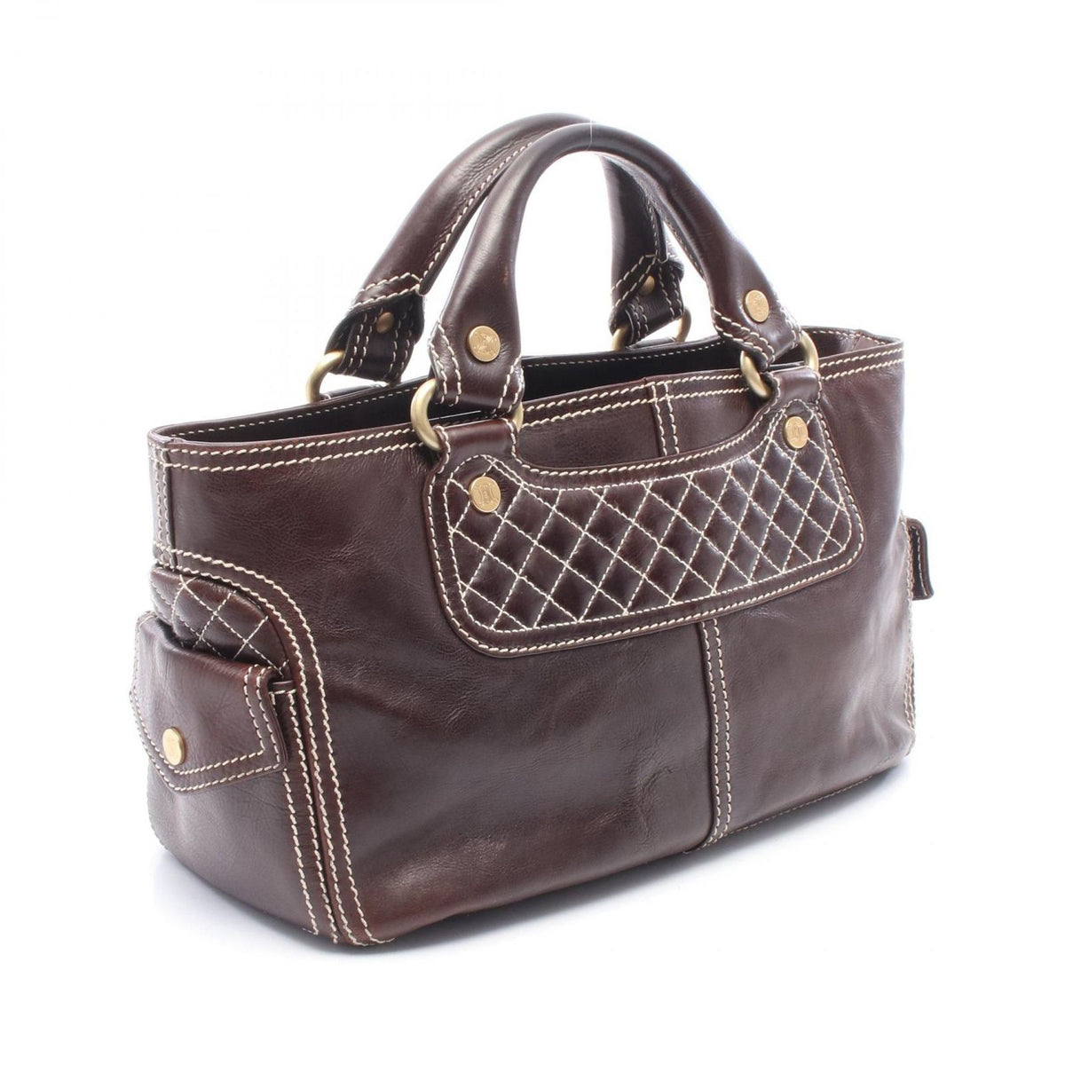 Celine Handbag Boogie Bag Dark Brown Leather — view 2