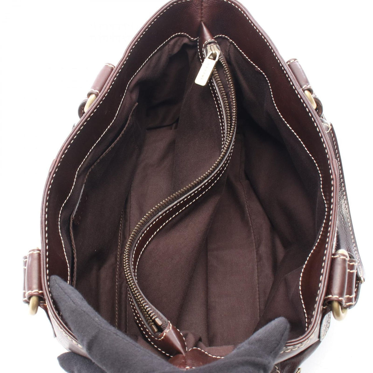 Celine Handbag Boogie Bag Dark Brown Leather — view 3