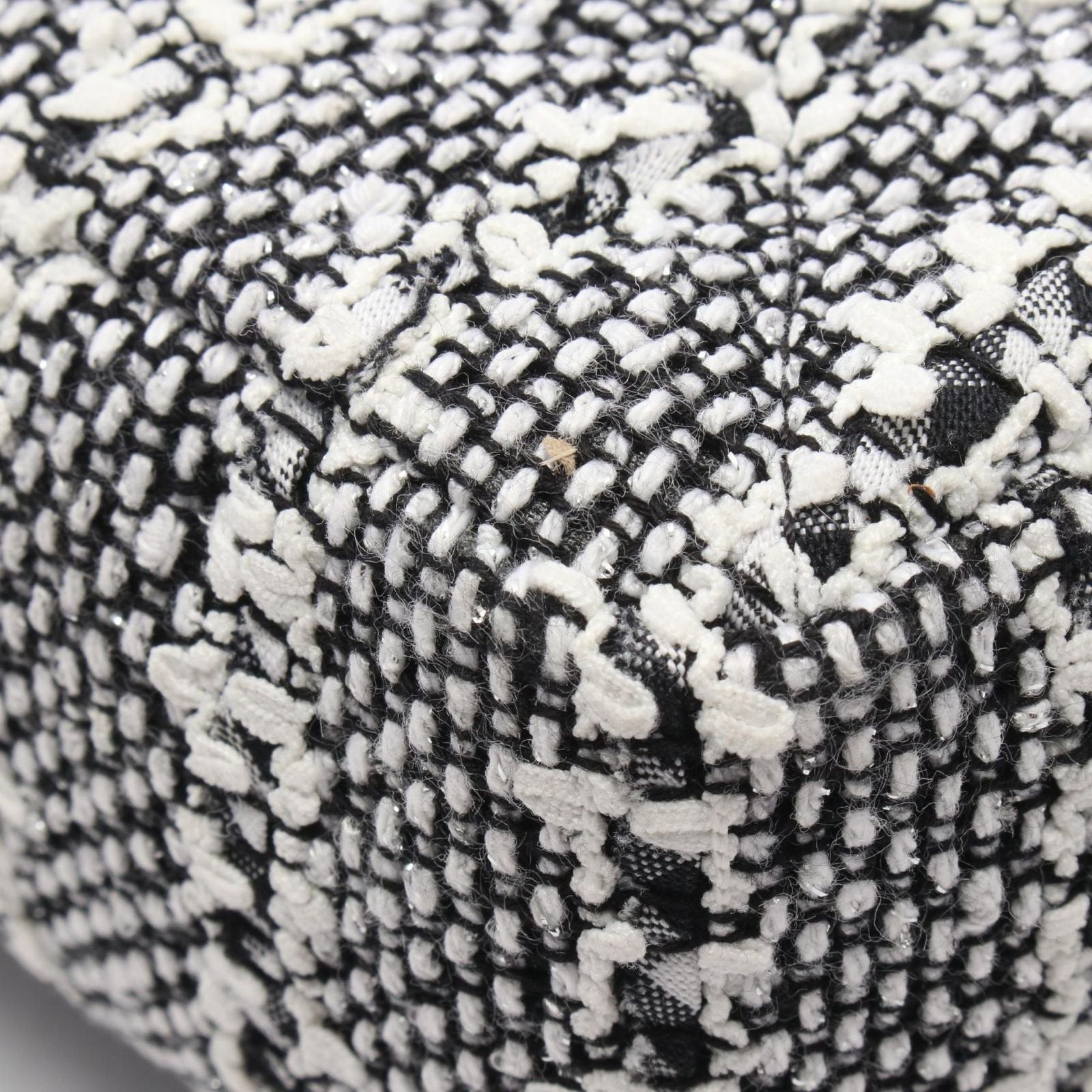 Chanel Shoulder Bag Quilted Faux Pearl White Black Fabric Leather Small Flap — view 7