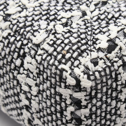 Chanel Shoulder Bag Quilted Faux Pearl White Black Fabric Leather Small Flap — view 7