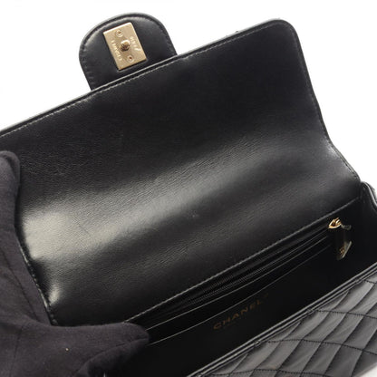 Chanel Shoulder Bag Quilted Top Handle Black 2-Way Lambskin Top Plastic Chain — view 6