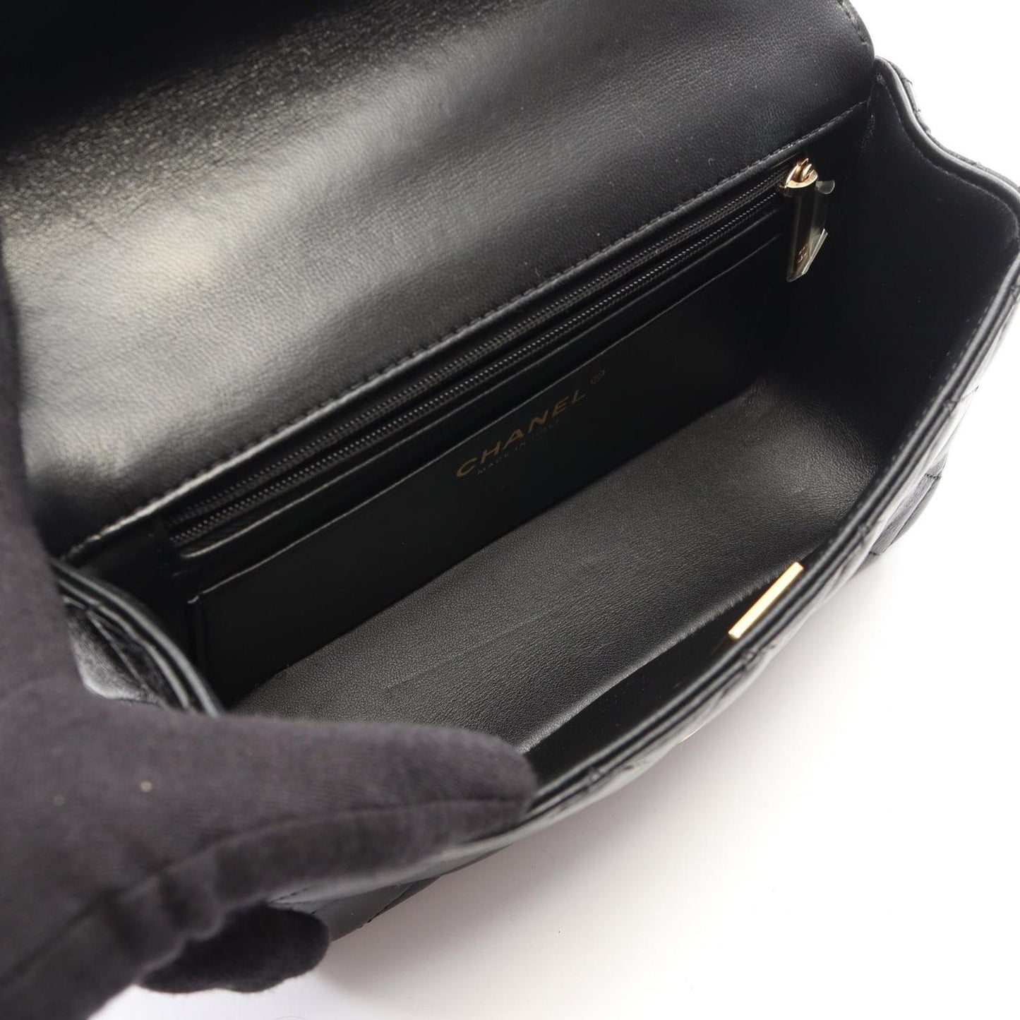 Chanel Shoulder Bag Quilted Top Handle Black 2-Way Lambskin Top Plastic Chain — view 3