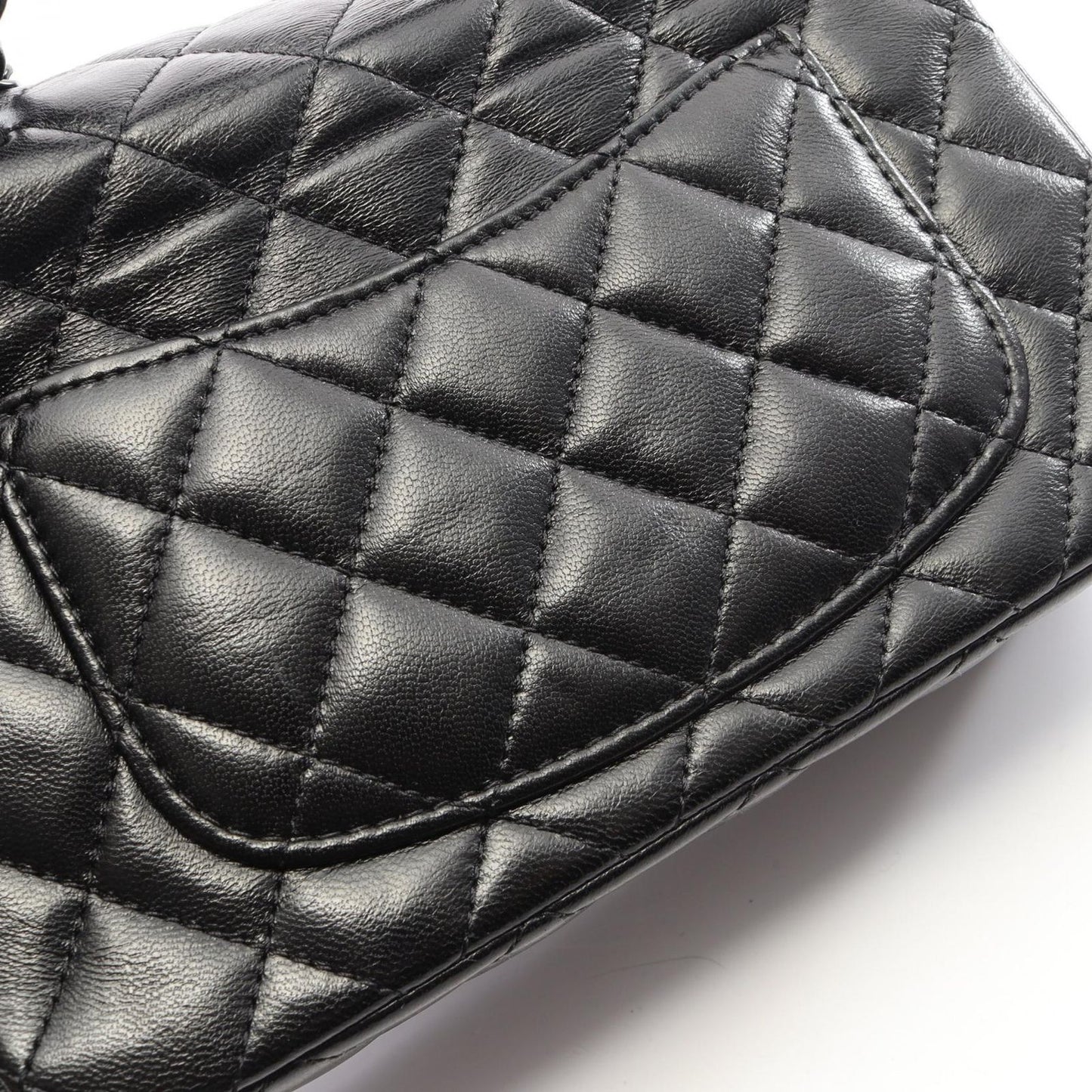 Chanel Shoulder Bag Quilted Top Handle Black 2-Way Lambskin Top Plastic Chain — view 8
