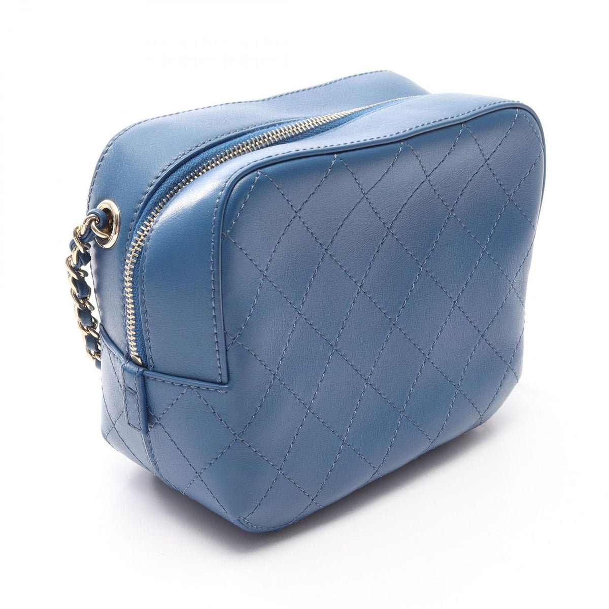 Chanel Shoulder Bag Quilted Small Blue Leather — view 2