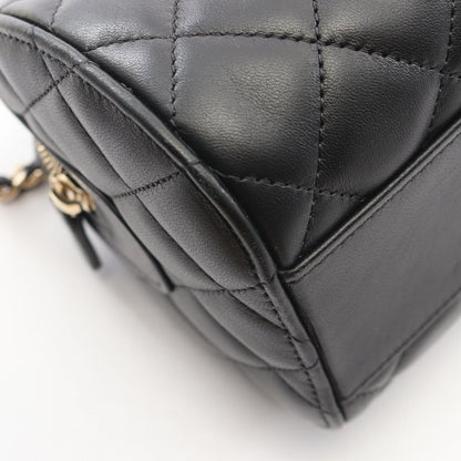 Chanel Quilted 2-Way Black Lambskin Mini Boston Bag — view 6