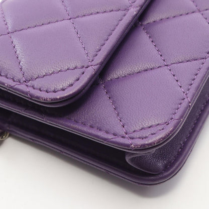 Chanel Shoulder Bag Quilted Top Handle Mini 2-Way Purple Lambskin Chain Wallet — view 6