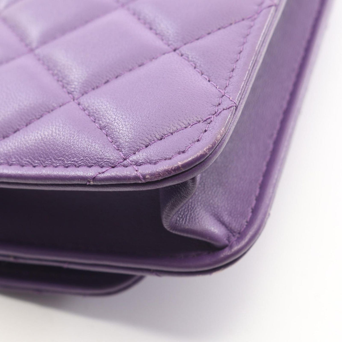 Chanel Shoulder Bag Quilted Top Handle Mini 2-Way Purple Lambskin Chain Wallet — view 7