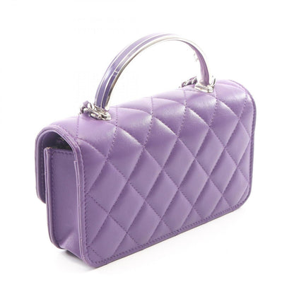 Chanel Shoulder Bag Quilted Top Handle Mini 2-Way Purple Lambskin Chain Wallet — view 2