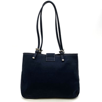 Fendi Tote Marble FF Logo Shoulder Bag Mamma Bucket Canvas Navy — view 2