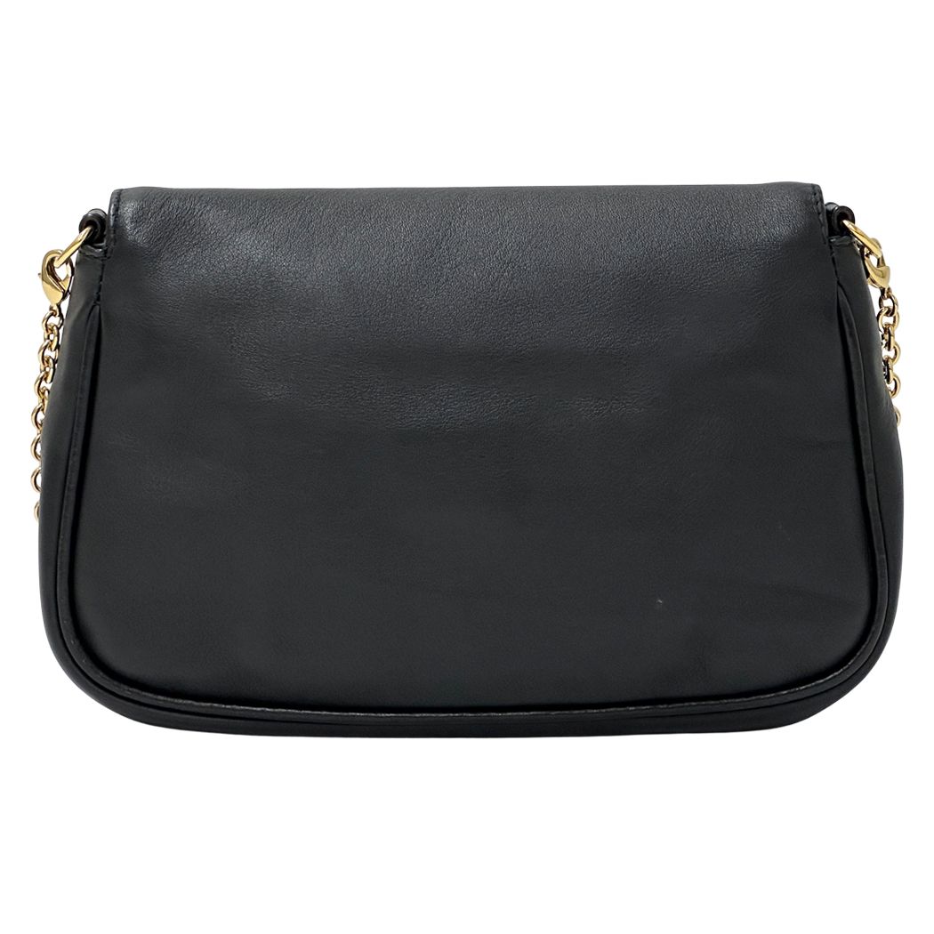 Fendi Shoulder Bag Leather Black Chain Small — view 2