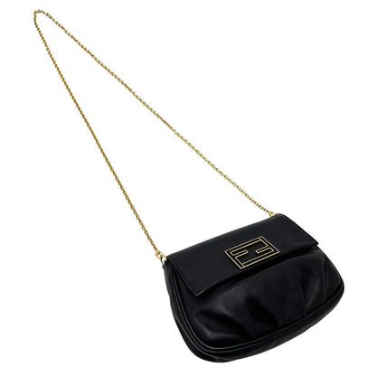 Fendi Shoulder Bag Leather Black Chain Small — view 4