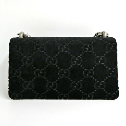 Gucci Dionysus Shoulder Bag GG Pattern Velvet Black Silver Tiger Head — view 2