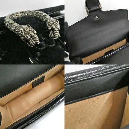 Gucci Dionysus Shoulder Bag GG Pattern Velvet Black Silver Tiger Head — view 8