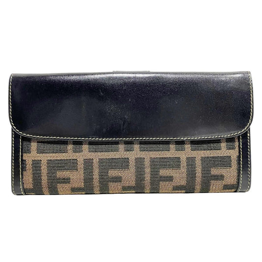 Fendi Zucca Pattern Wallet Canvas Leather